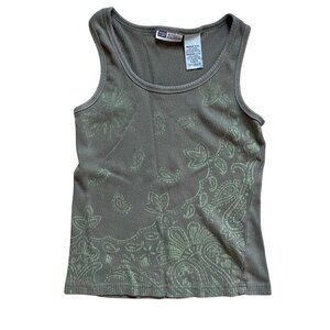 Vintage Y2K 90s Faded Glory Tank Top Paisley Floral 2000s Grunge Fairycore Boho